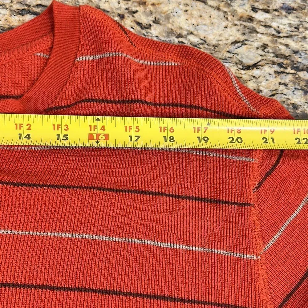 ❤️Last Chance Banana Republic Cotton Orange Striped Long Sleeve Shirt Size XXL